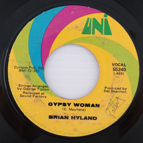 Brian Hyland – Gypsy Woman / You And Me (#2) - 45 rpm Vinyl Record 7" 55240 Mona - Picture 1 of 6